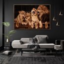 Ver imagem 2 de Quadro Decorativo Família Quatro Leões Com Moldura e Sem Vidro 40x60