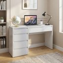 Ver imagem 1 de Escrivaninha Mesa de Escritório 100% MDF com 5 Gavetas 45 x 136cm Off White Casuá Berlim
