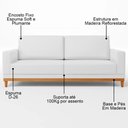 Ver imagem 3 de Sofá 3 Lugares 200cm Living Sala de Estar Kayrós D05 Sintético Branco - Mpozenato