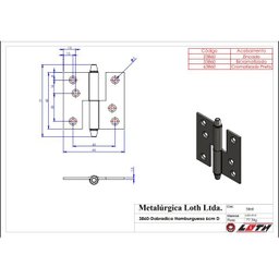 Dobradiça Hamburguesa 6cm Direita Preta Cartela 2 Unidades 63860 Loth - 2