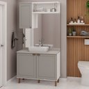 Ver imagem 1 de Conjunto de Banheiro Modulado 100% MDF Americano 3 Peças Iluminata Cinza/Branco/Fendi