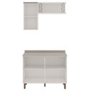 Ver imagem 4 de Conjunto de Banheiro Modulado 100% MDF Americano 3 Peças Iluminata Cinza/Branco/Fendi