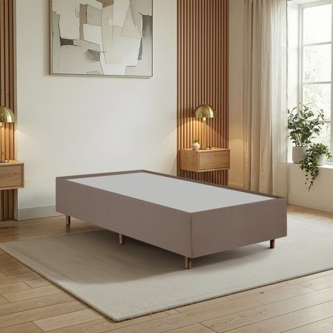 Cama Box Solteiro Estofada em Madeira Maciça Base Reforçada Santorini Espresso Móveis Marrom