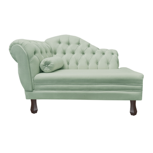 Recamier Larissa Estofado Sala 120 Cm Direito de Quem Senta Veludo Acqua - Mb Decor