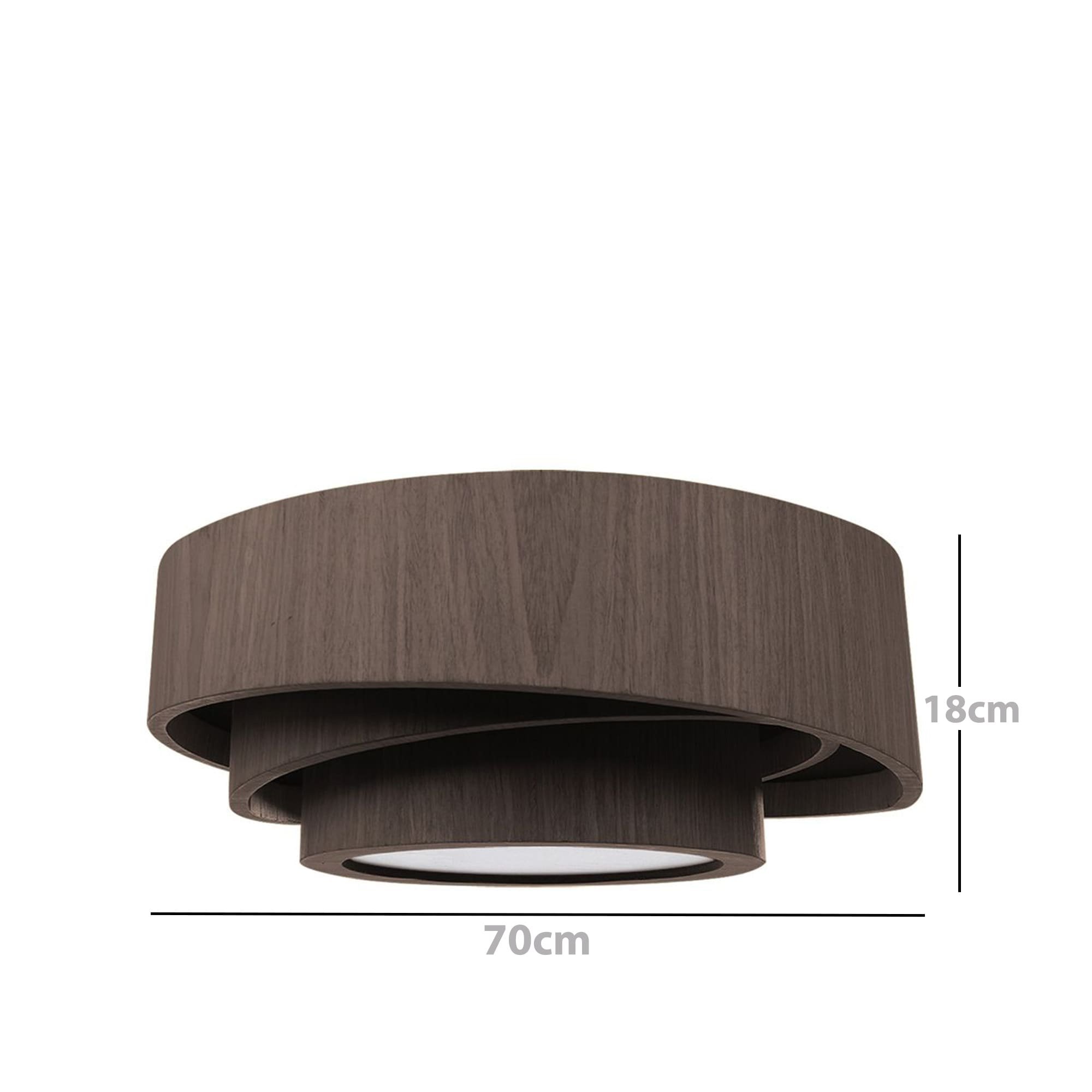 Lustre Plafon Madeira Trinity Redondo 70cm - 5 Luzes Adrilustres Freijó - 3