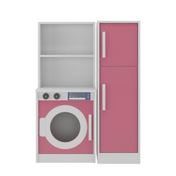 Lavanderia Infantil com Armário de Brinquedo para Crianças 100% Mdf:rosa - 4