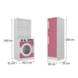 Lavanderia Infantil com Armário de Brinquedo para Crianças 100% Mdf:rosa - 5