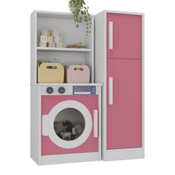 Lavanderia Infantil com Armário de Brinquedo para Crianças 100% Mdf:rosa - 2
