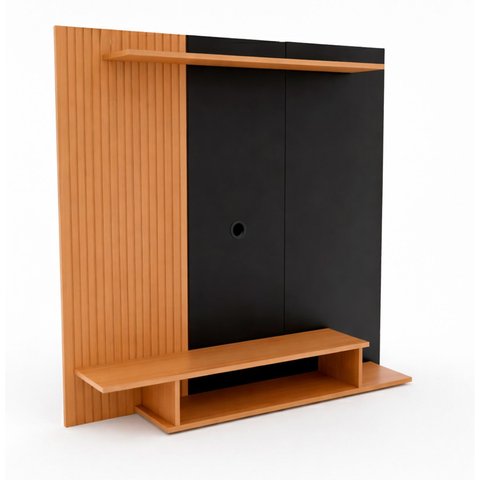 Painel Tv 43 Polegadas Monaco Ripado Preto - Moveisaqui