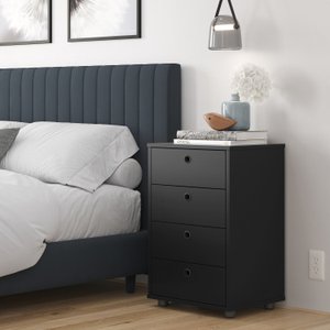 Mesa de Cabeceira Classic 4 Gavetas Preto