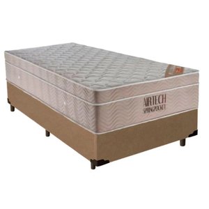 Cama Base Box Solteiro Bege Colchão Molas Ensacadas Airtech Springpocket 88x188 - Ortobom