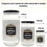 Kit 3 Potes Vidro Decorado Tampa Metálica Mantimento Creta - 2