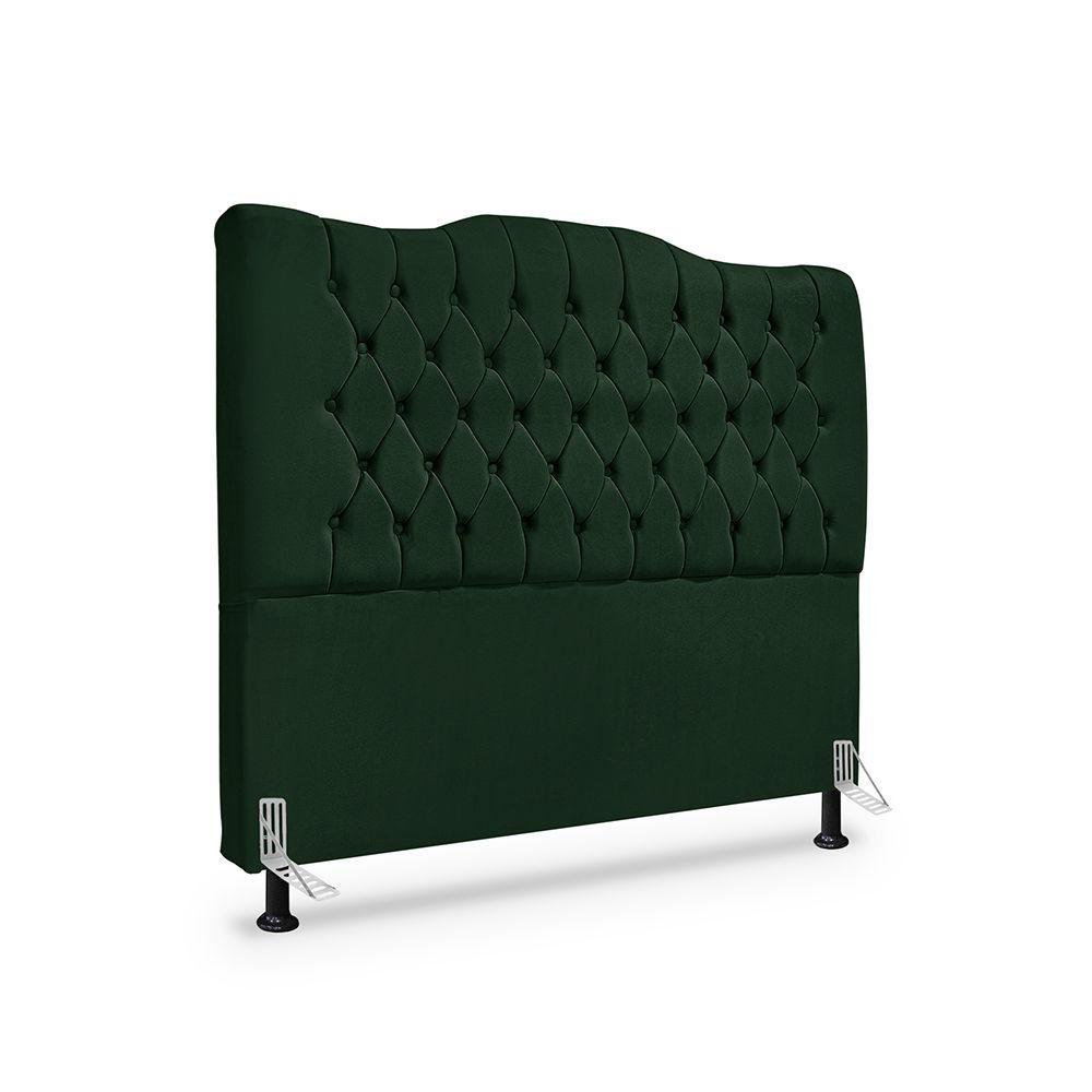 Cabeceira de Cama Box Casal 140 Cm Dunas - Veludo Verde - 1