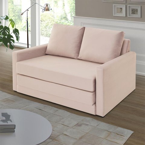 Sofá Simi 2 em 1 Sofá Cama Rosé Estofama
