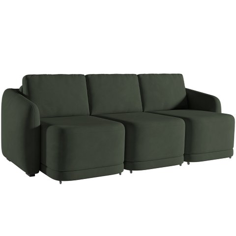Sofá Cama para Sala de Estar 3 Lugares 276cm Montserrat K01 Veludo Verde - Lyam Decor