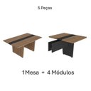 Ver imagem 5 de Mesa Reunião Escritório 12 Lugares com Caixa de Tomada, Tampo Engrossurado 50mm Marrom/Nogal/Preto Artany