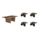 Ver imagem 2 de Mesa Reunião Escritório 12 Lugares com Caixa de Tomada, Tampo Engrossurado 50mm Marrom/Nogal/Preto Artany