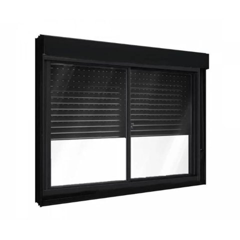Janela com Persiana Integrada em Alumínio 2 Folhas Preto - 100x120