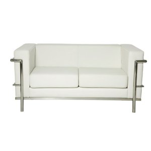 Sofá 2 Lugares Le Corbusier Premium Couro Sintetico Branco
