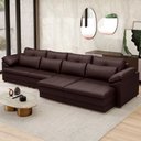 Ver imagem 2 de Sofá Retrátil para Sala de Estar 4 Lugares 339cm Riza S03 Couro Caramelo - Lyam Decor