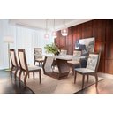 Ver imagem 2 de Mesa para Cozinha Alvorada com Tampo 180x90cm Madeirado Vidro Canto Reto Imbuia Off White Rufato