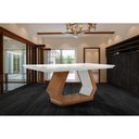 Ver imagem 1 de Mesa para Cozinha Alvorada com Tampo 180x90cm Madeirado Vidro Canto Reto Imbuia Off White Rufato