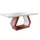Ver imagem 3 de Mesa para Cozinha Alvorada com Tampo 180x90cm Madeirado Vidro Canto Reto Imbuia Off White Rufato