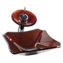 Ver imagem 2 de Gabinete de Vidro 60cm Cuba Chanfrada Marrom + Torneira Cascata - Dahora
