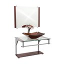 Ver imagem 1 de Gabinete de Vidro 60cm Cuba Chanfrada Marrom + Torneira Cascata - Dahora