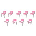Ver imagem 1 de Kit 9 Cadeiras Infantil Iso, Escola, Base Cinza- Rosa