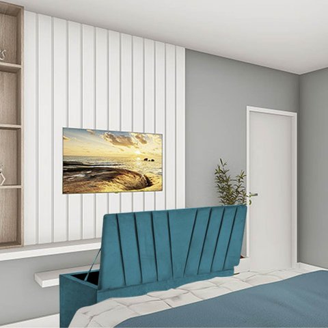 Calçadeira Baú Recamier Solteiro 100CM Bélgica Suede Azul Turquesa - D A DECOR