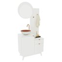 Ver mais imagens de Conjunto para Banheiro 80cm com Espelho 2 Porta e 1 Gaveta Bn3680 Branco Tecnomobili