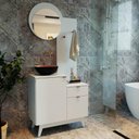 Ver imagem 4 de Conjunto para Banheiro 80cm com Espelho 2 Porta e 1 Gaveta Bn3680 Branco Tecnomobili