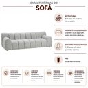 Ver imagem 3 de Sofá 4 Lugares para Sala de Estar Living 230 cm Gomo Bouclé Cinza Claro - Nexta Casa