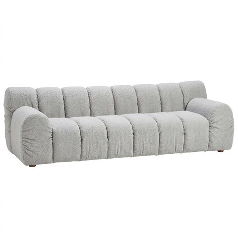 Sofá 4 Lugares para Sala de Estar Living 230 cm Gomo Bouclé Cinza Claro - Nexta Casa