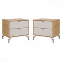 Ver imagem 1 de Conjunto de 2 Mesas de Cabeceira 2 Gavetas Glow - Carvalho Off White