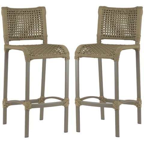2 Banquetas Haiti em Corda Náutica Alumínio Balcão Edícula Trama Original