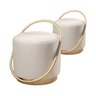 Kit 2 Puffs Redondo Lunar em Linho e Base Metal Dourado Agarb Decor Cor:linho Off - 1
