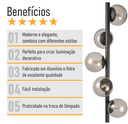 Ver imagem 4 de Abajur Coluna Piso Figo Preto com Globo de Vidro Fumê