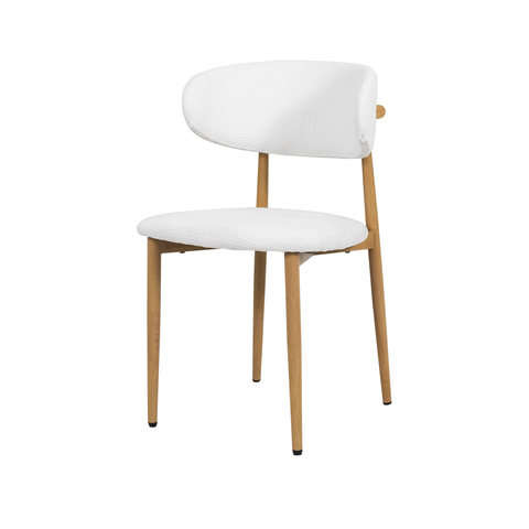 Cadeira de Jantar Estofado em Linho Branca e Estrutura Metálica para Ambientes Clássicos e Modernos