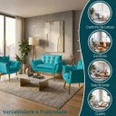 Ver imagem 4 de Kit Namoradeira Decorativa e 2 Poltronas Confortável para Sala Recepção Manicure Alice Suede