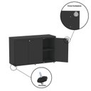 Ver imagem 7 de Armário para Escritório com 3 Portas PE40 Cinza/Preto