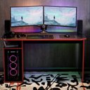 Ver imagem 6 de Escrivaninha Gamer com Nichos e Espaço para Cpu MDF 115cm Athenas Preto/com Vermelho