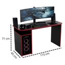Ver imagem 3 de Escrivaninha Gamer com Nichos e Espaço para Cpu MDF 115cm Athenas Preto/com Vermelho