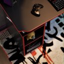 Ver imagem 4 de Escrivaninha Gamer com Nichos e Espaço para Cpu MDF 115cm Athenas Preto/com Vermelho