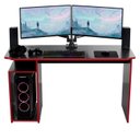 Ver imagem 2 de Escrivaninha Gamer com Nichos e Espaço para Cpu MDF 115cm Athenas Preto/com Vermelho