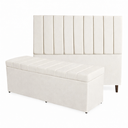Ver imagem 1 de Kit de Quarto Roma Cabeceira de Cama Box e Calçadeira Baú Casal 140 Cm Suede Off White do Lar Móveis
