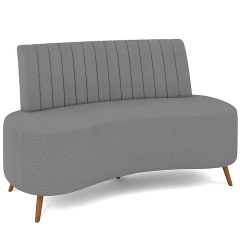 Sofá Chaise Living 2 Lugares 135cm para Sala Cayman K01 Bouclê Cinza