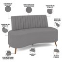 Ver imagem 7 de Sofá Chaise Living 2 Lugares 135cm para Sala Cayman K01 Bouclê Cinza