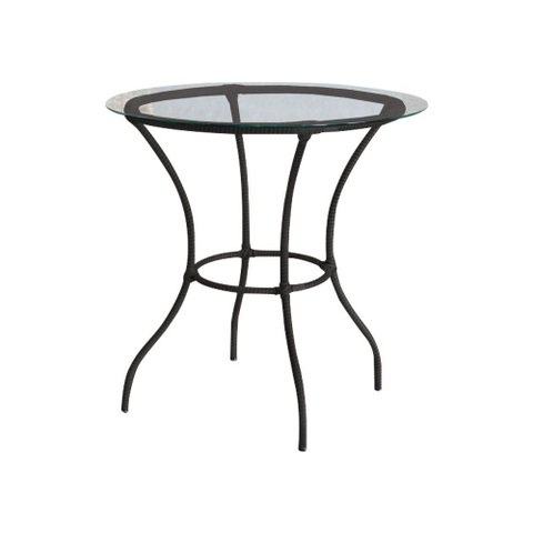 Mesa de Jantar Redonda com Tampo de Vidro 1,20m em Aço e Junco Tabaco Xingu